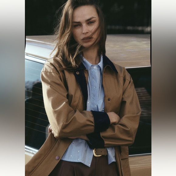 Anthropologie Maeve Patch Pocket Crop Buttondown Shirt - Picture 6 of 13